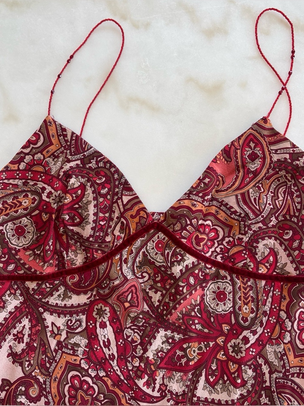 ABS Allen Schwartz Vintage Y2K Paisley Asymmetric Handkerchief Hem Midi Dress 8 - Picture 6 of 8